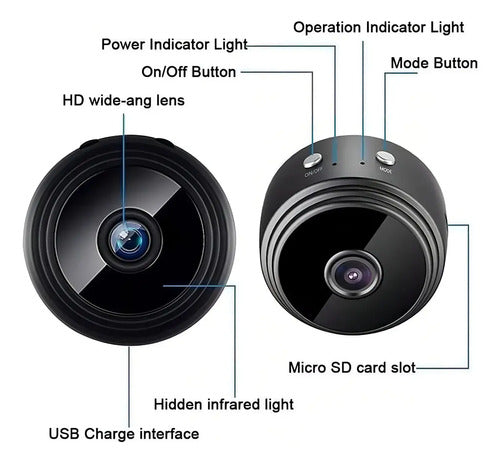 Camara De Seguridad Mini Camara A9 2mp Vision Nocturna Color Negro