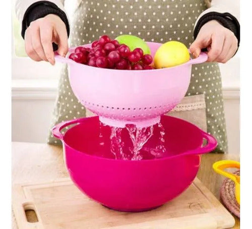 Set Bowl Colador Cucharas Medidoras Plastico Cocina Pack X10 Aleatorio