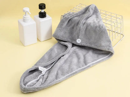 Toalla Para Cabello De Microfibra Tipo Turbante Gris
