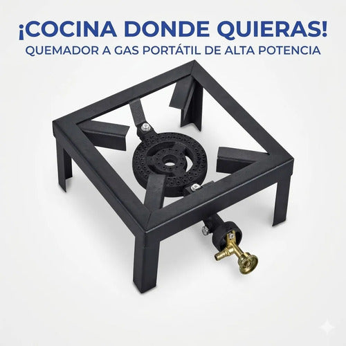 Cocinilla Quemador Gas Portatil Hornalla Metal Camping 25cm