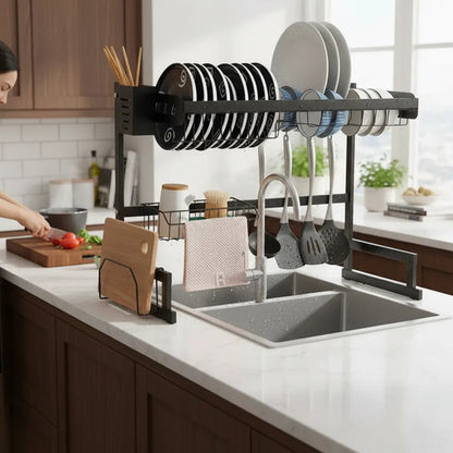 Organizador Escurridor Cocina Sobre Bacha 2 Nivel 65x52x26cm Negro