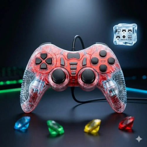 Joystick Cableado 6 En 1 Consolas Pc Android Tv Vibracion 4 Colores