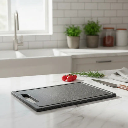 Tabla Picar Plastica Reforzada Antiderrame Cortar Cocina Granito Negro