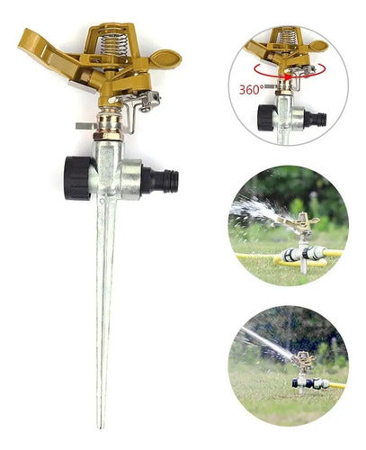 Set X2 Aspersor Giratorio Regador Jardin De Enterrar Metal