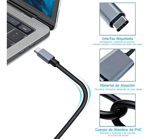 Cable Adaptador Video Tipo C Hdtv 4k Mac Os Android 1.8 Mt