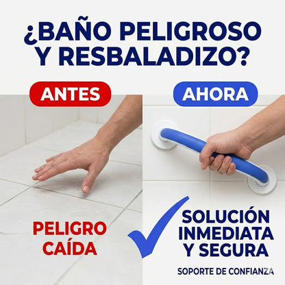 Agarradera Barra Apoyo Seguridad Baño Ventosa Succion Firme Gris