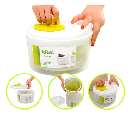 Escurridor Centrifugadora Vegetales Verduras Lechuga Manual Blanco