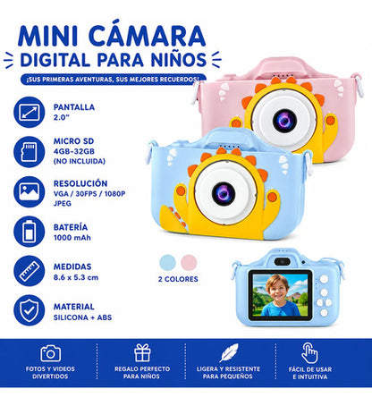Mini Cámara Digital Infantil 1080p Pantalla 2 Pulgadas Azul