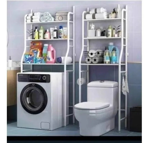 Estante Organizador Baño Lavarropas Inodoro 3 Pisos Metal Blanco