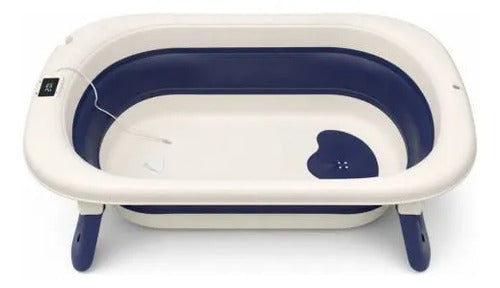 Bañera Infantil Plegable Plástico Termómetro Digital 75x47cm Azul