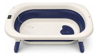 Bañera Infantil Plegable Plástico Termómetro Digital 75x47cm Azul