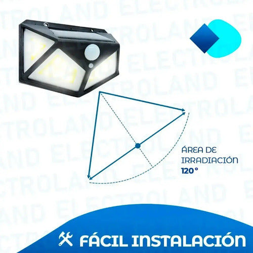 Set X5 Aplique Solar Pared Foco Led Sensor De Movimiento Negro