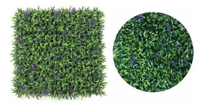 Panel Hojas Follaje Artificial Decorativo 50x50cm Lavanda Follaje Con Lavanda Verde