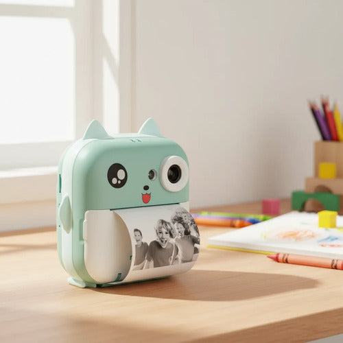 Cámara Infantil Digital Impresora Térmica 0.3mp Microsd 32g Verde