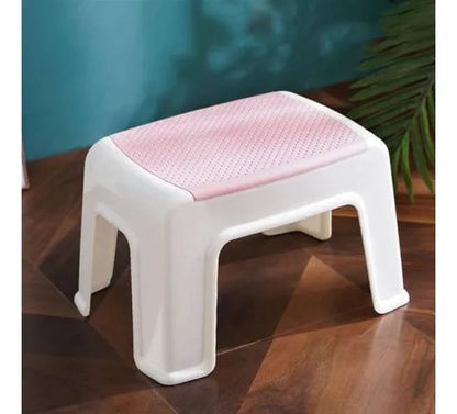 Banco Taburete Plástico Antideslizante Apilable Compacto 32x Blanco Rosa