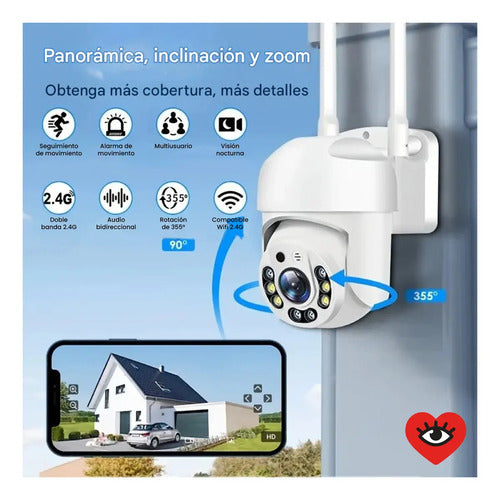 Camara De Seguridad Wifi Led 360° Domo 1080px Hd Nocturna Blanco