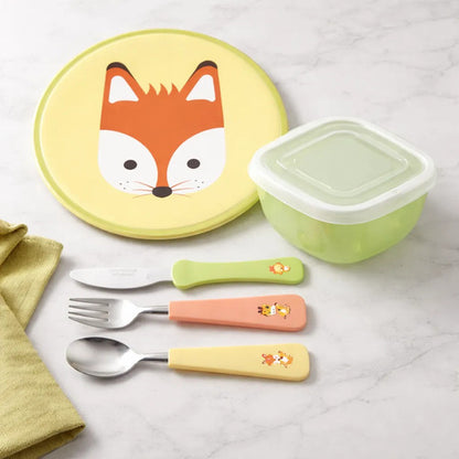 Set Juego De Cubiertos Infantil Plato Recipiente X5 Piezas Aleatorio