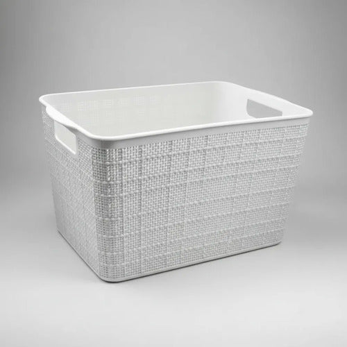 Canasto Cesta Plastico Labrado 34x27x22cm Organizador Ropa Gris
