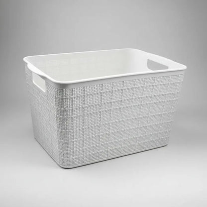 Canasto Cesta Plastico Labrado 34x27x22cm Organizador Ropa Gris