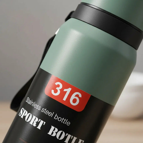 Botella Térmica Acero Inoxidable Filtro Display Temperatura Verde