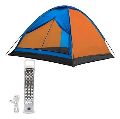 Carpa Camping 4 Personas Iglu 2x2 + Luz Emergencia 30 Leds Aleatorio