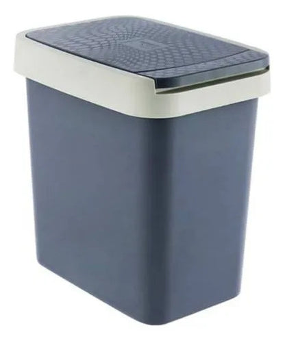 Papelera Cesto Basura Plástico Tapa Apertura 35x25cm Baño Azul