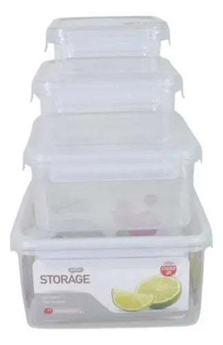 Set Recipientes Hermeticos Plasticos X4 Cocina Blanco