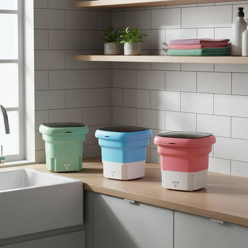 Lavadora Plegable Portatil 4.5l Centrifuga Enjuaga Lavarropa Rosa