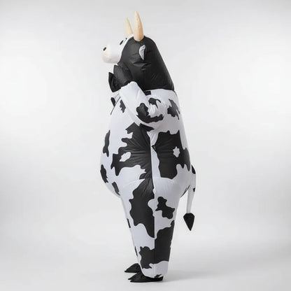 Disfraz Inflable Vaca Adulto Talle M Y L Con Inflador Animal Blanco Con Negro M