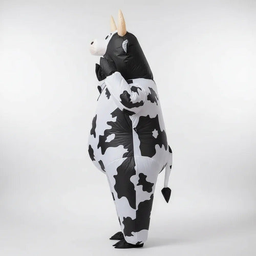 Disfraz Inflable Vaca Adulto Talle M Y L Con Inflador Animal Blanco Con Negro L