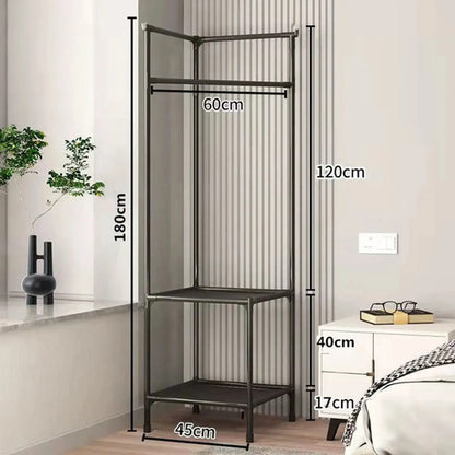 Perchero Organizador De Pie Estante Esquinero Ropa Negro