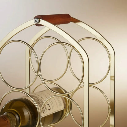 Rack Vino Botellero Hierro 6 Botella Dorado Estante 34x21cm 2 Colores Segun Stock