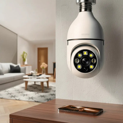 Camara Vigilancia Foco Inalambrica Wifi 1080p Android Ios Hd Blanco