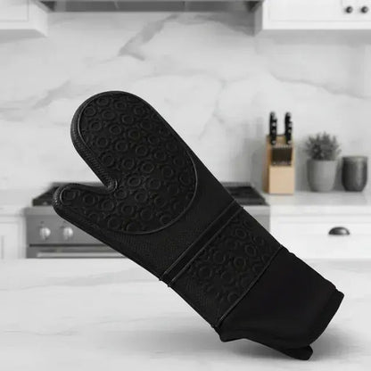 Guante Manopla X2 Silicona Negro Horno Doble Capa Aislante Negro X2