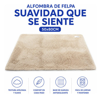 Alfombra Decorativa Afelpada Suave Base Gamuza 50x80cm 80 Cm 50 Cm Beige