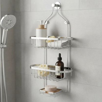 Organizador Esquinero Baño Ducha Metal 3 Estantes Colgante Plateado