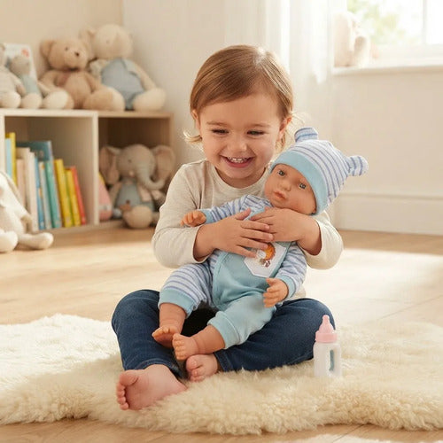 Muñeco Bebe Interactivo 46cm Movimientos Sonidos Mamadera