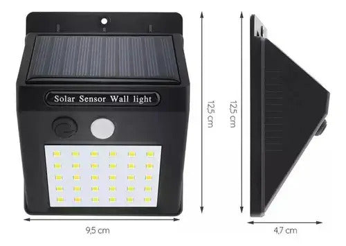 Luz Led Exterior Solar Panel Aplique Con Sensor Movimiento Plafon 30 Leds Farol Detecta Movimiento Luz Para Jardin Entrada Casa Estructura Negro Levys Bazar