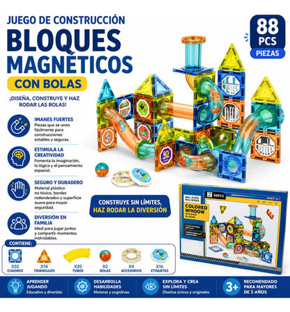 Bloques Magnéticos Pista Bolas Construcción 88 Piezas 88