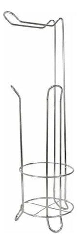 Soporte Portarrollos Baño Metalico Pie 51cm Papel Higienico Plateado