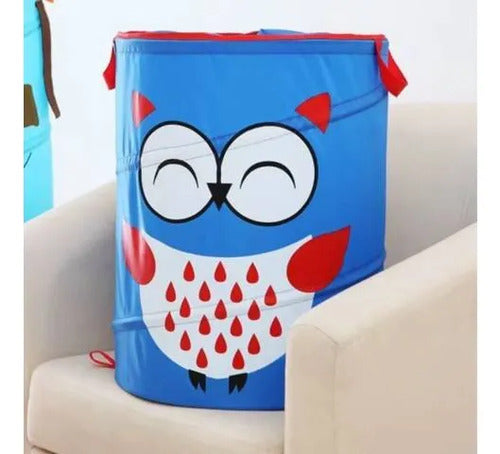 Canasto Cesto Infantil Plegable Tela Organizador 40x36cm Azul