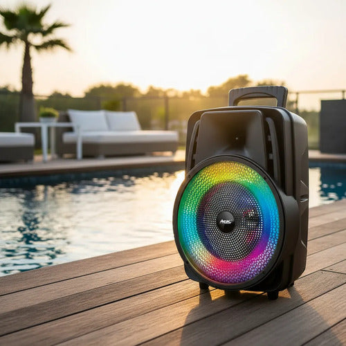 Parlante Inalambrico Bluetooth Ios Android 8 Pulgadas Luces Negro