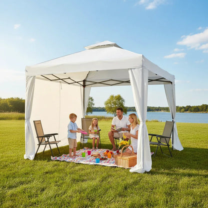 Paredes Gazebo 3 Lados 1.90x9m Oxford Plegable Cerramiento Blanco
