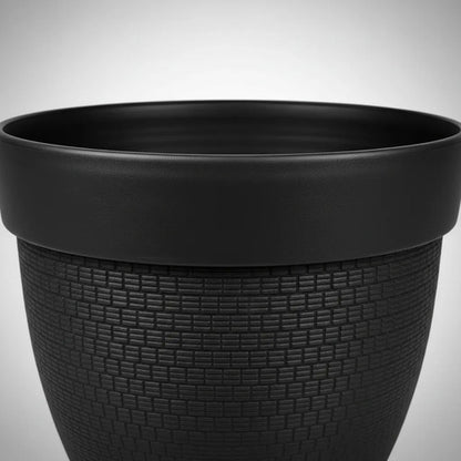 Maceta Decorativa Plástico Reforzado Redonda Texturizada Negro