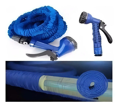 Manguera Retractil Expandible Jardin Regar 30m Con Puntero Azul/verde