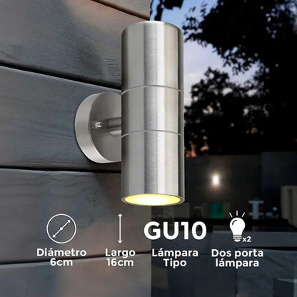 Set X2 Foco Pared Aplique Exterior Lampara Bidireccional
