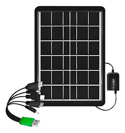 Panel Solar Con Adaptador Multiple Usb Negro