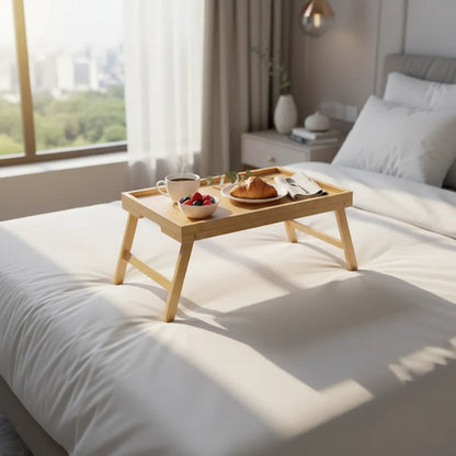 Mesa Bandeja Desayunadora Bambú Mesa Plegable 50x30x22cm Natural