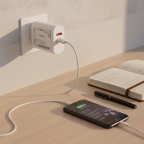 Cargador Rapido 65w Usb C Usb A Cable Micro Usb Celular Blanco