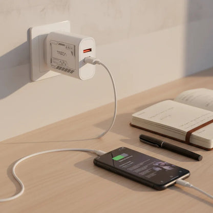 Cargador Rapido 65w Usb C Usb A Cable Micro Usb Celular Blanco